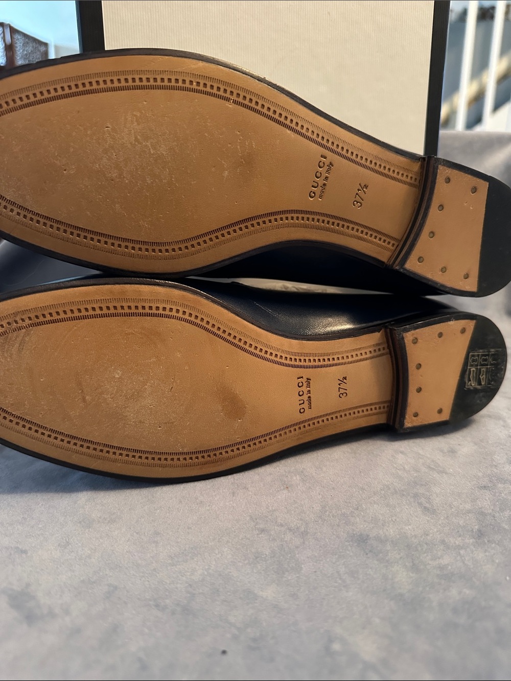 Gucci Lady’s Navy Leather Horsebit Loafers - Picture 2 of 6